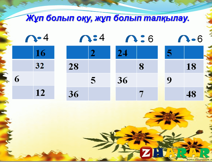 Презентация (слайд): Математика | Cанды алтыға  көбейту және бөлуді қайталау қазақша презентация слайд, Презентация (слайд): Математика | Cанды алтыға  көбейту және бөлуді қайталау казакша презентация слайд, Презентация (слайд): Математика | Cанды алтыға  көбейту және бөлуді қайталау презентация слайд на казахском