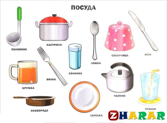Загадки с ответами: Посуда (сковородка, чайник, стакан, кастрюля, ложка, тарелка, термос, вилка)