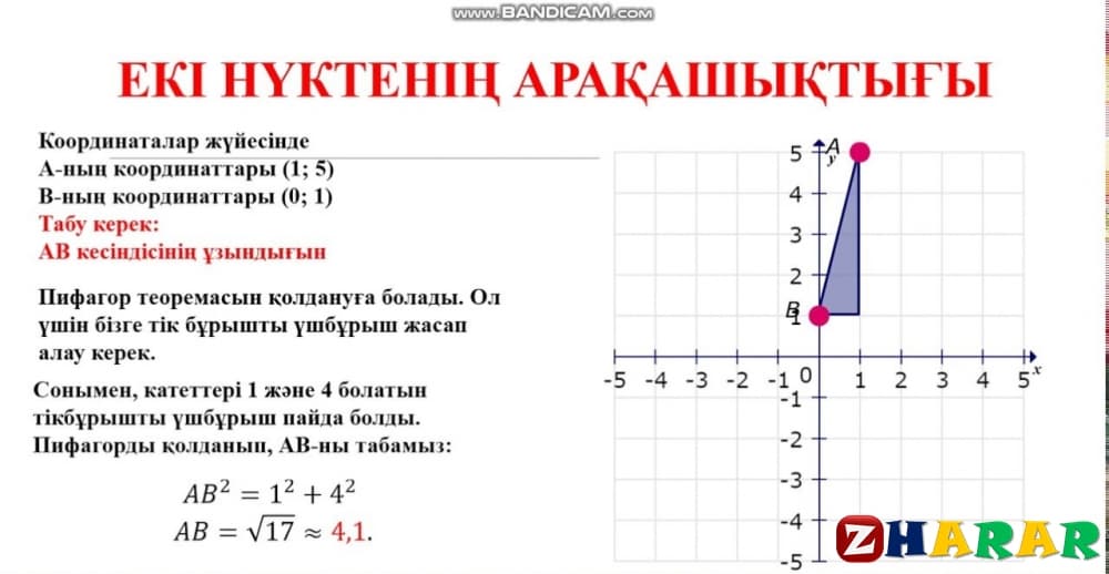  Координаталармен берілген екі нүктенің арақашықтығы (Геометрия, 8 сынып, IV тоқсан)